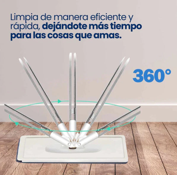 KIT MAGIC MOP 360º, TRAPEADOR + VALDE 2 EN 1 + 2 MOPAS REUTILIZABLES