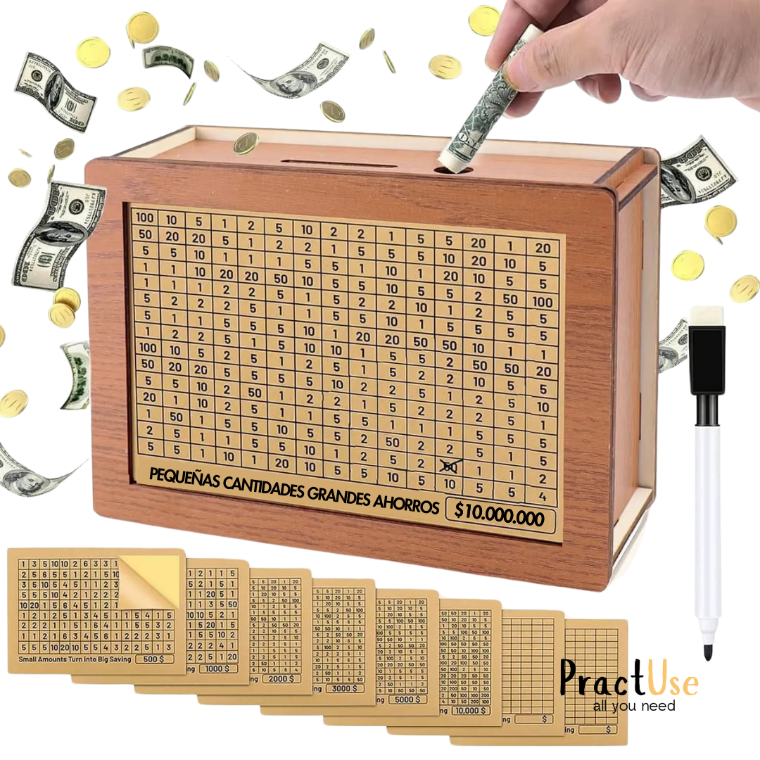 Caja de Ahorro de Madera Cash Vault: ¡Alcanza Metas Financieras más fácil!