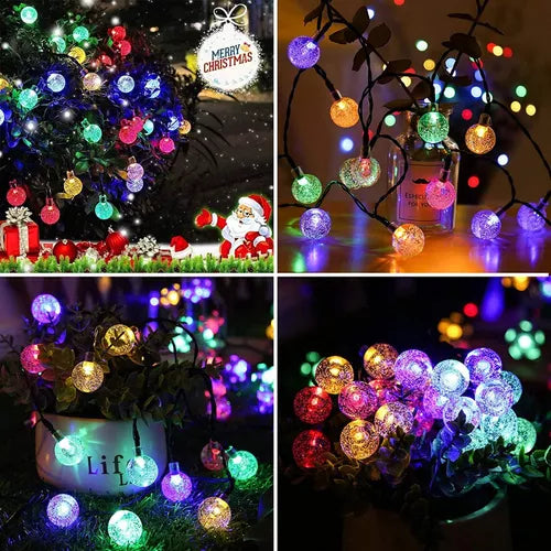 Burbujas Navideñas CARGA SOLAR 7.5 m Impermeables
