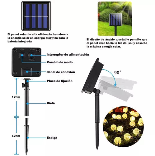 Burbujas Navideñas CARGA SOLAR 7.5 m Impermeables