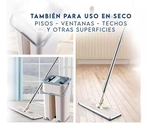 KIT MAGIC MOP 360º, TRAPEADOR + VALDE 2 EN 1 +  2 MOPAS REUTILIZABLES