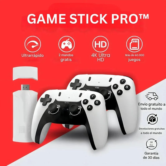 GAME STICK PRO™ MÁS DE 60 000 JUEGOS CON LICENCIA (2 controles gratis incluidos)